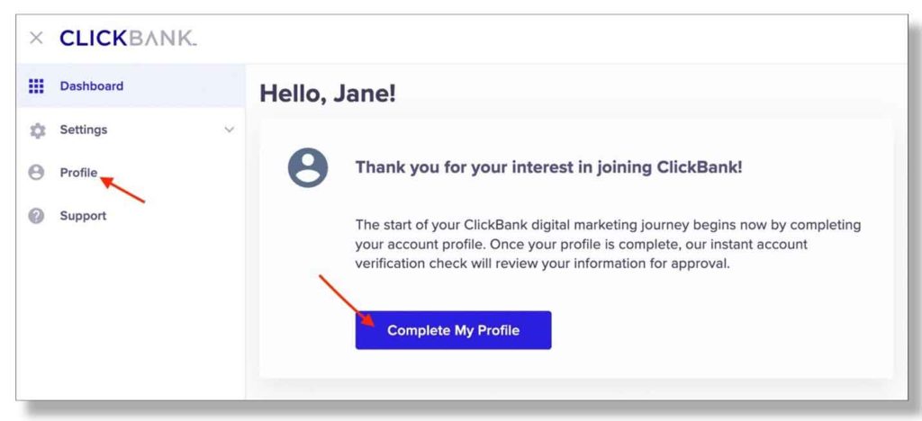 clickbank-create-profile